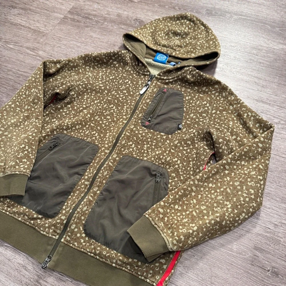 Adidas Hoodie Mens M Camo Cotton Full Zip Polka Dot Gorpcore Streetwear‎ Utility